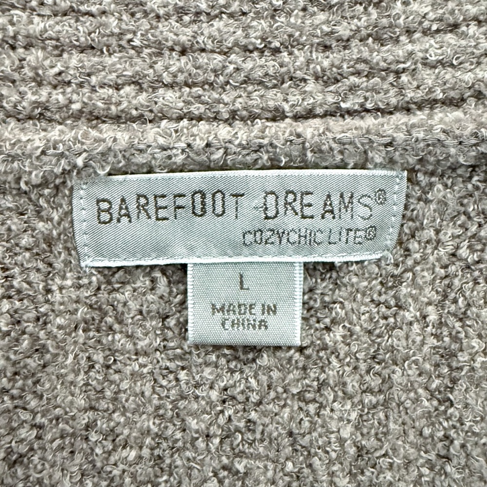 Barefoot Dreams Cozychic Lite Taupe Ribbed Short Sleeve Kimono Cardigan Large - Picture 8 of 10